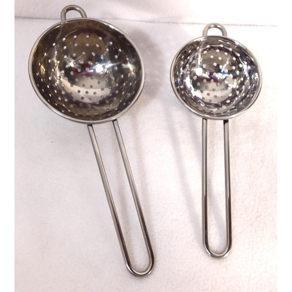 Stainless Steel 2 Vintage Little Colanders Drainers EUC Tea Strainers